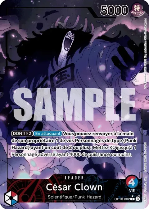 Carte One Piece César Clown OP10-002 · parallèle, extension Sang royal