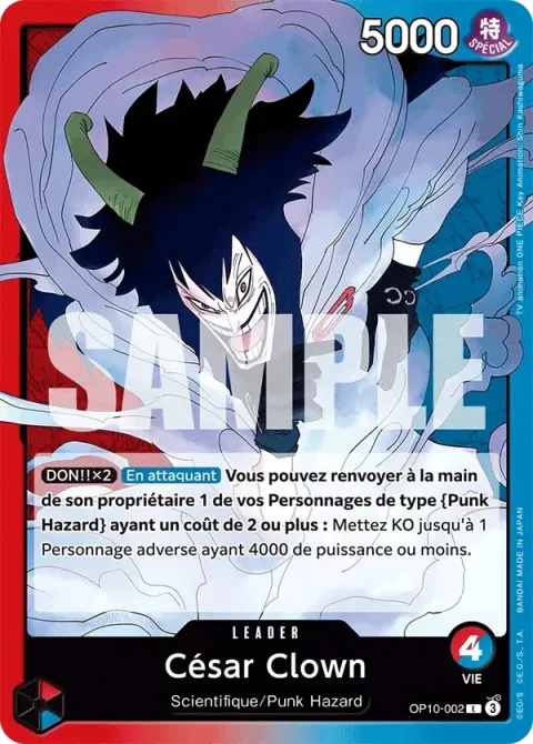Carte One Piece César Clown OP10-002, extension Sang royal