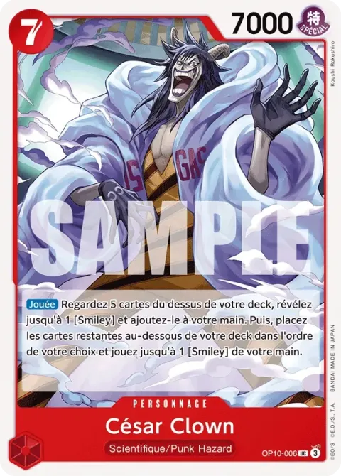 Carte One Piece César Clown OP10-006, extension Sang royal