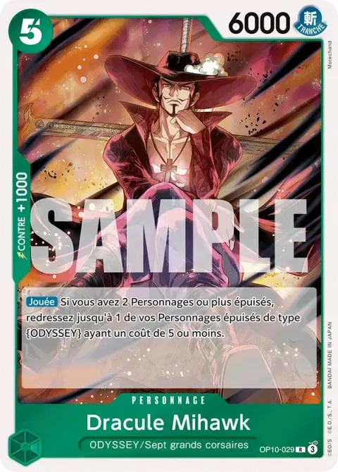 Carte One Piece Dracule Mihawk OP10-029, extension Sang royal