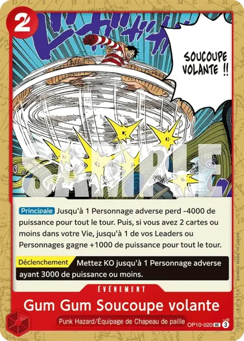 Carte One Piece Gum Gum Soucoupe volante OP10-020, extension Sang royal