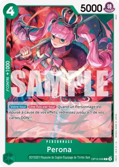 Carte One Piece Perona OP10-036, extension Sang royal