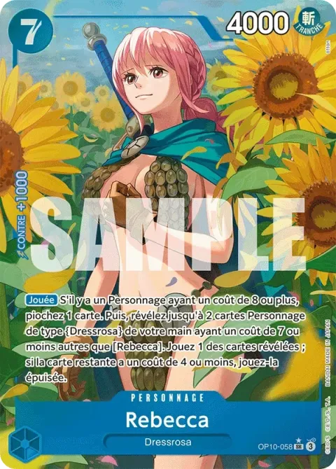 Carte One Piece Rebecca OP10-058 · parallèle, extension Sang royal