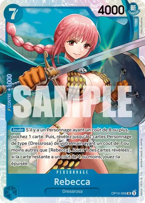 Carte One Piece Rebecca OP10-058, extension Sang royal
