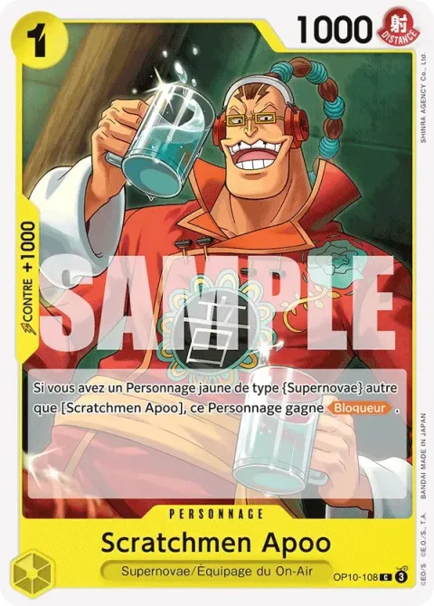 Carte One Piece Scratchmen Apoo OP10-108, extension Sang royal