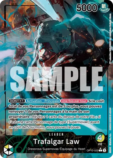 Carte One Piece Trafalgar Law OP10-022 · parallèle, extension Sang royal