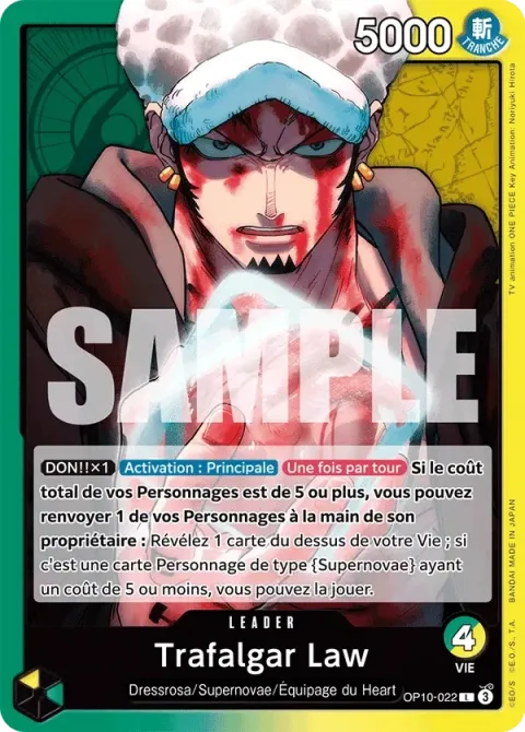 Carte One Piece Trafalgar Law OP10-022, extension Sang royal
