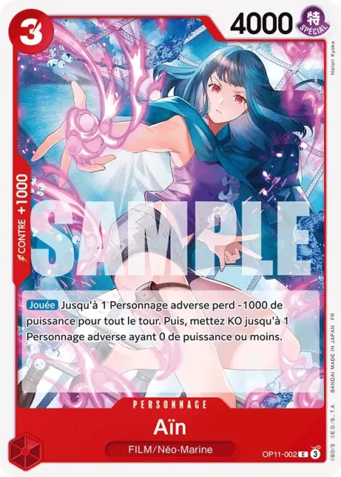 Carte One Piece Aïn OP11-002, extension Des poings vifs comme l’éclair