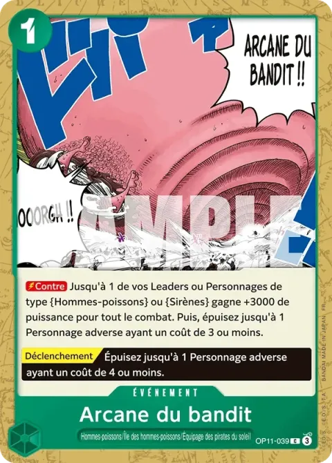 Carte One Piece Arcane du bandit OP11-039, extension Des poings vifs comme l’éclair
