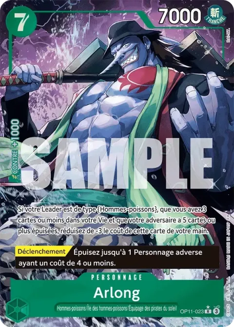 Carte One Piece Arlong OP11-023 · parallèle, extension Des poings vifs comme l’éclair