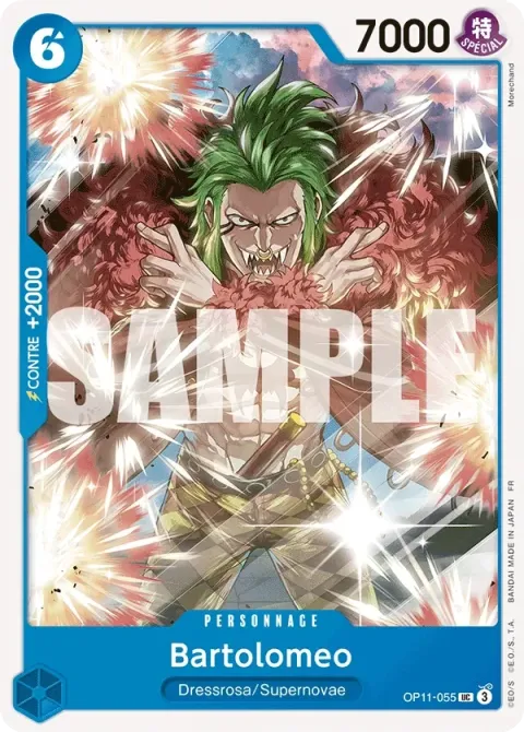 Carte One Piece Bartolomeo OP11-055, extension Des poings vifs comme l’éclair