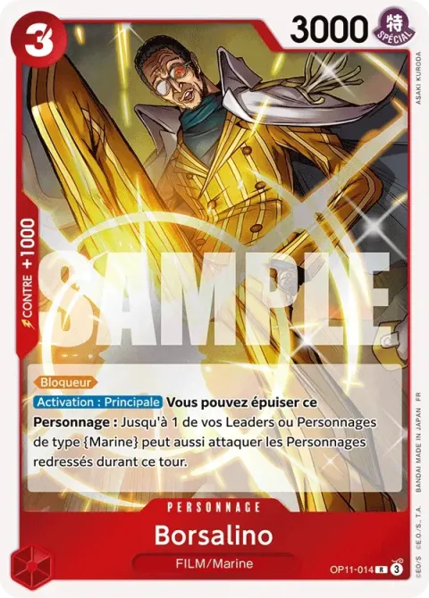 Carte One Piece Borsalino OP11-014, extension Des poings vifs comme l’éclair