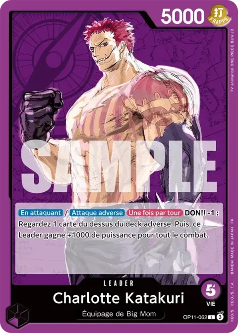 Carte One Piece Charlotte Katakuri OP11-062, extension Des poings vifs comme l’éclair