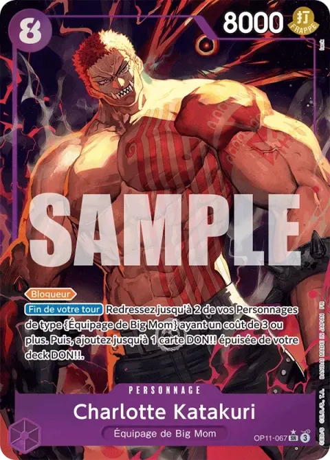 Carte One Piece Charlotte Katakuri OP11-067 · parallèle, extension Des poings vifs comme l’éclair