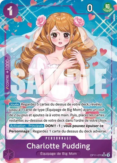 Carte One Piece Charlotte Pudding OP11-070 · parallèle, extension Des poings vifs comme l’éclair