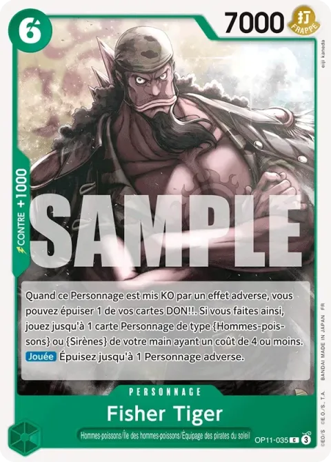 Carte One Piece Fisher Tiger OP11-035, extension Des poings vifs comme l’éclair