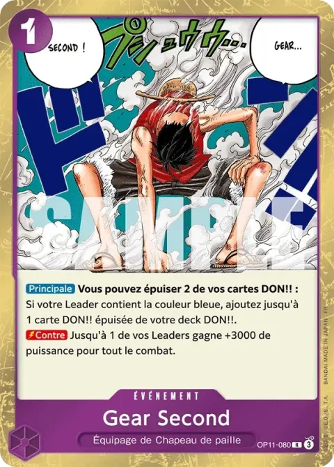Carte One Piece Gear Second OP11-080, extension Des poings vifs comme l’éclair