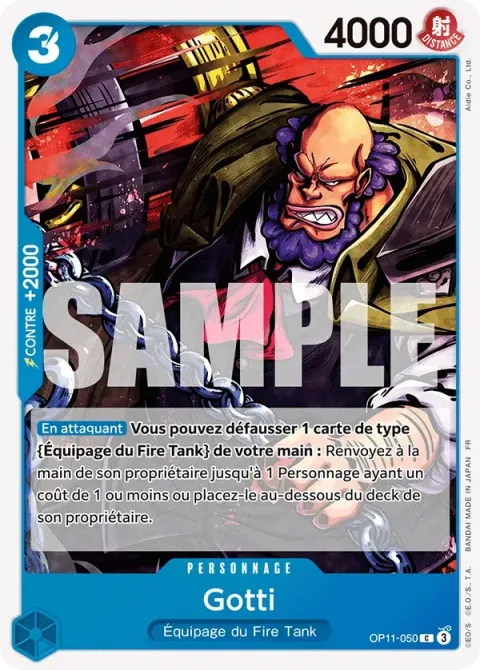 Carte One Piece Gotti OP11-050, extension Des poings vifs comme l’éclair