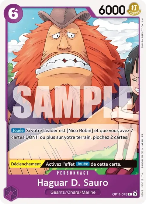 Carte One Piece Haguar D. Sauro OP11-075, extension Des poings vifs comme l’éclair