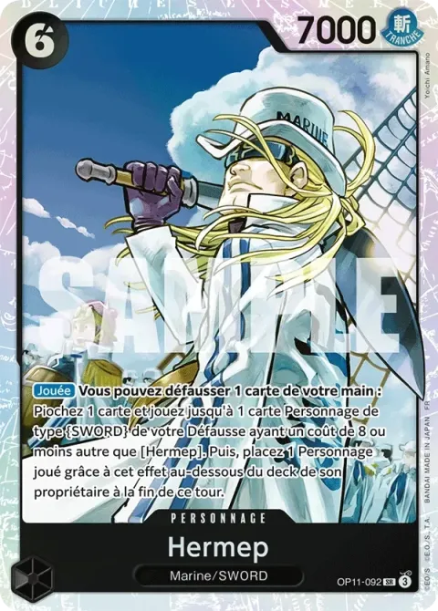 Carte One Piece Hermep OP11-092, extension Des poings vifs comme l’éclair