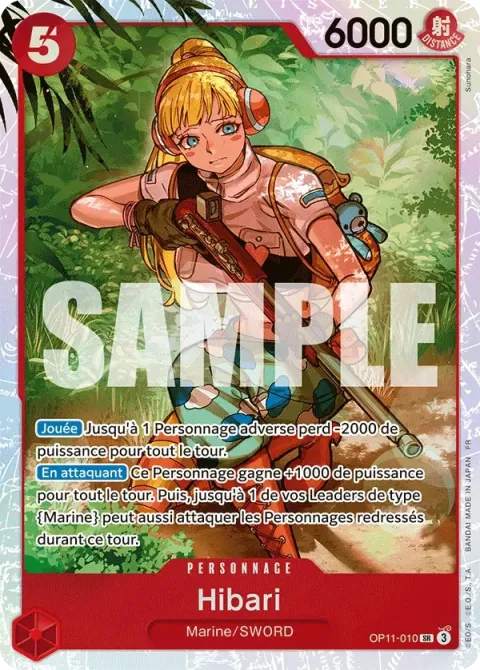 Carte One Piece Hibari OP11-010, extension Des poings vifs comme l’éclair