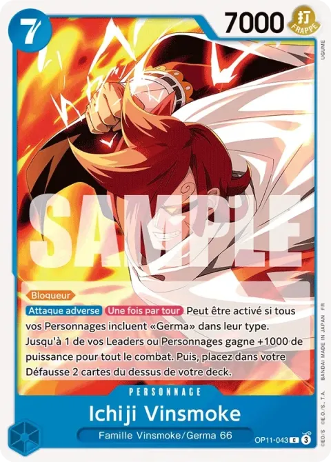Carte One Piece Ichiji Vinsmoke OP11-043, extension Des poings vifs comme l’éclair