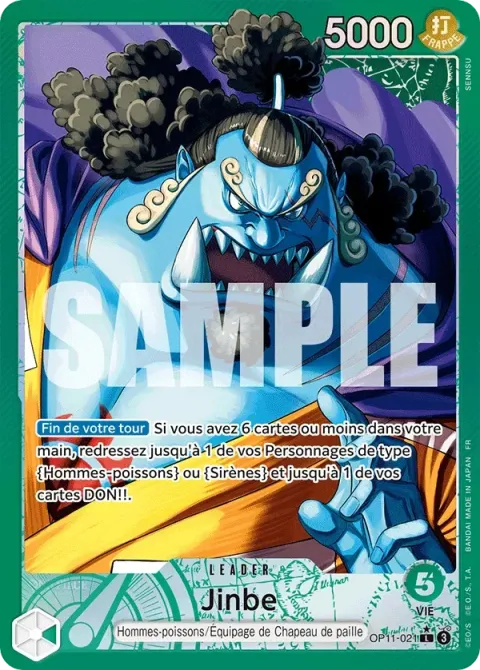 Carte One Piece Jinbe OP11-021 · parallèle, extension Des poings vifs comme l’éclair