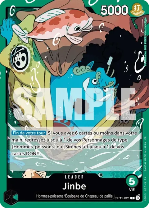 Carte One Piece Jinbe OP11-021, extension Des poings vifs comme l’éclair