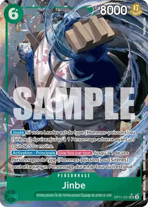 Carte One Piece Jinbe OP11-031 · parallèle, extension Des poings vifs comme l’éclair