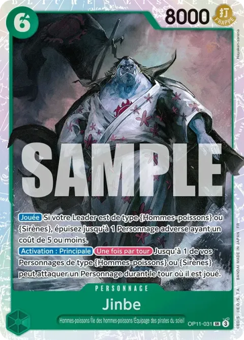 Carte One Piece Jinbe OP11-031, extension Des poings vifs comme l’éclair