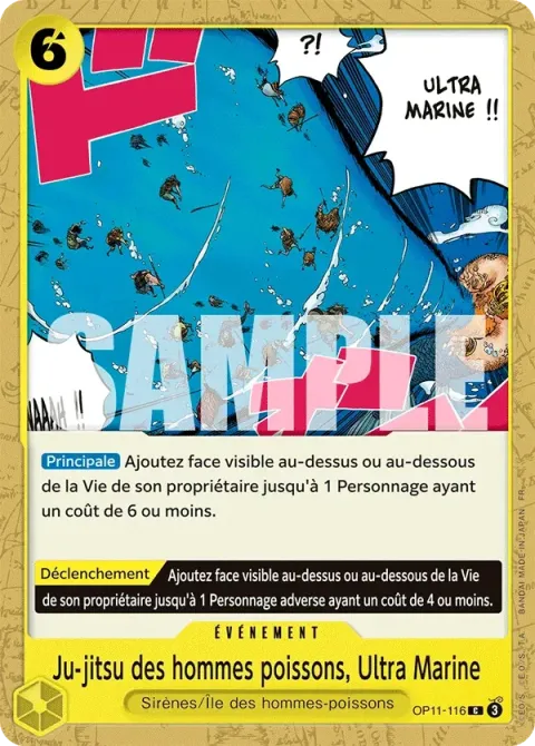 Carte One Piece Ju-jitsu des hommes poissons, Ultra Marine OP11-116, extension Des poings vifs comme l’éclair