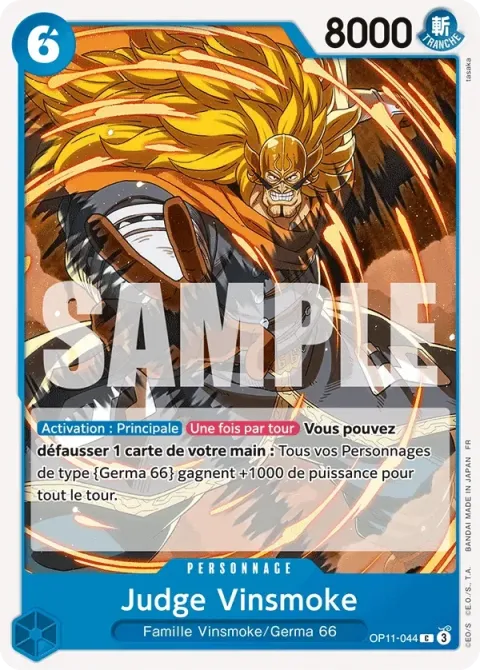 Carte One Piece Judge Vinsmoke OP11-044, extension Des poings vifs comme l’éclair
