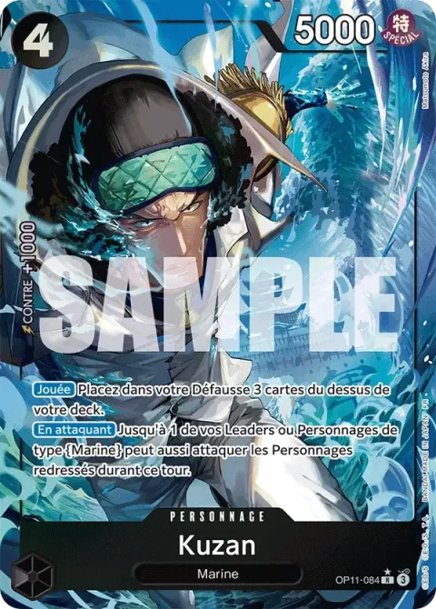 Carte One Piece Kuzan OP11-084 · parallèle, extension Des poings vifs comme l’éclair