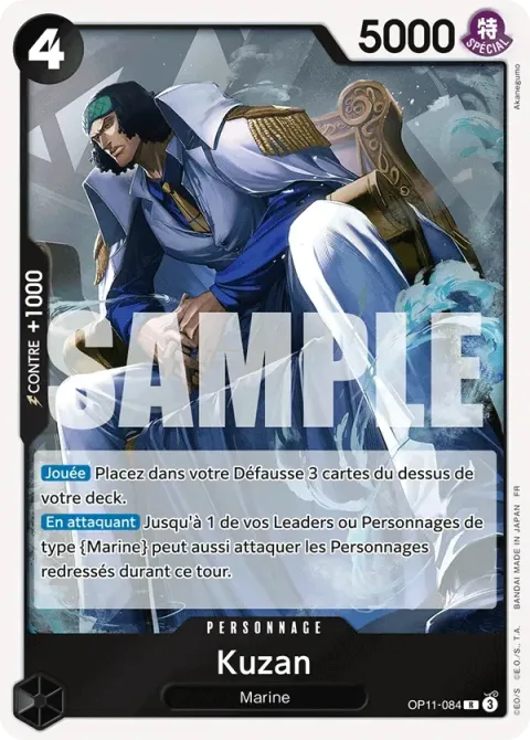 Carte One Piece Kuzan OP11-084, extension Des poings vifs comme l’éclair
