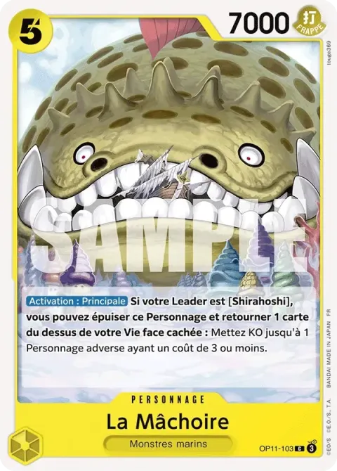 Carte One Piece La Mâchoire OP11-103, extension Des poings vifs comme l’éclair