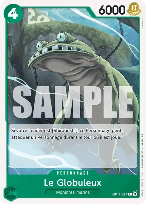 Carte One Piece Le Globuleux OP11-027, extension Des poings vifs comme l’éclair
