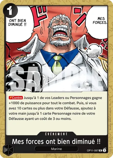 Carte One Piece Mes forces ont bien diminué !! OP11-097, extension Des poings vifs comme l’éclair