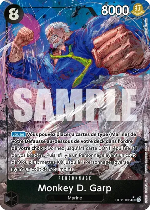 Carte One Piece Monkey D. Garp OP11-095 · parallèle, extension Des poings vifs comme l’éclair