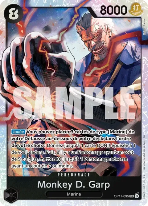 Carte One Piece Monkey D. Garp OP11-095, extension Des poings vifs comme l’éclair