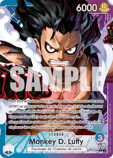 Carte One Piece Monkey D. Luffy OP11-040 · parallèle, extension Des poings vifs comme l’éclair