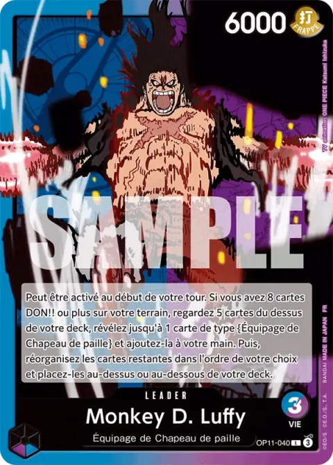 Carte One Piece Monkey D. Luffy OP11-040, extension Des poings vifs comme l’éclair