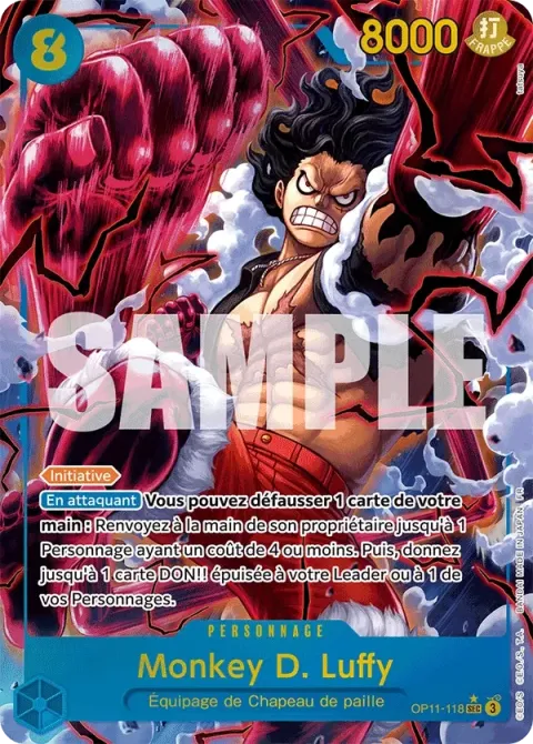 Carte One Piece Monkey D. Luffy OP11-118 · parallèle, extension Des poings vifs comme l’éclair