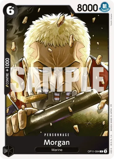 Carte One Piece Morgan OP11-094, extension Des poings vifs comme l’éclair