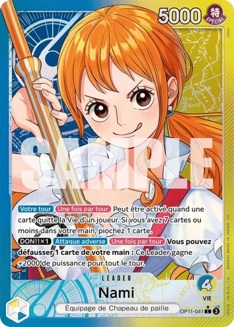 Carte One Piece Nami OP11-041 · parallèle, extension Des poings vifs comme l’éclair
