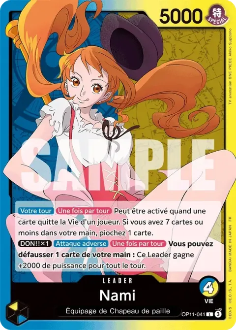 Carte One Piece Nami OP11-041, extension Des poings vifs comme l’éclair