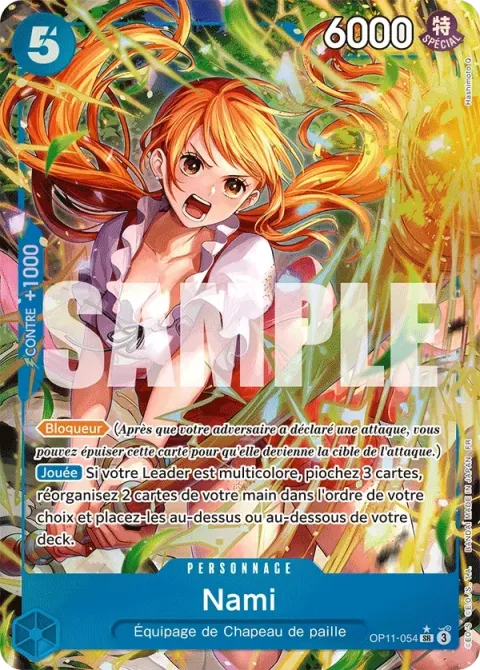 Carte One Piece Nami OP11-054 · parallèle, extension Des poings vifs comme l’éclair