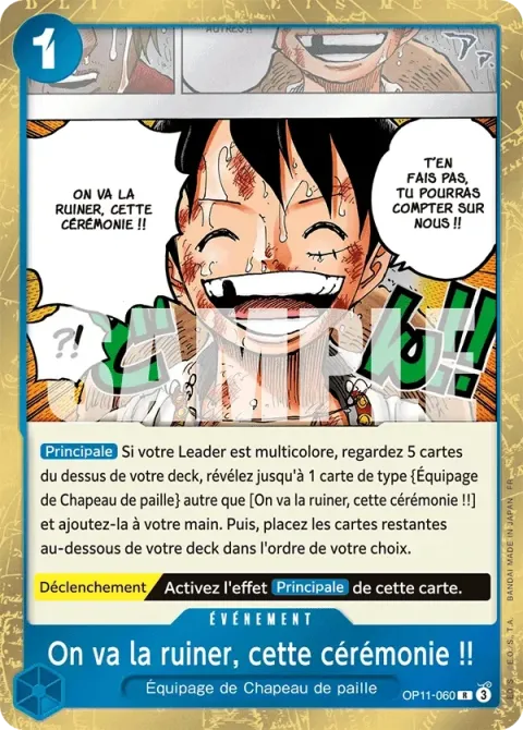 Carte One Piece On va la ruiner, cette cérémonie !! OP11-060, extension Des poings vifs comme l’éclair