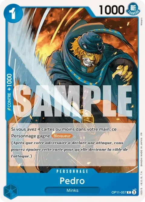 Carte One Piece Pedro OP11-057, extension Des poings vifs comme l’éclair