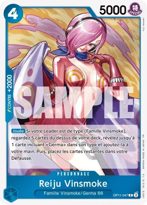 Carte One Piece Reiju Vinsmoke OP11-047, extension Des poings vifs comme l’éclair
