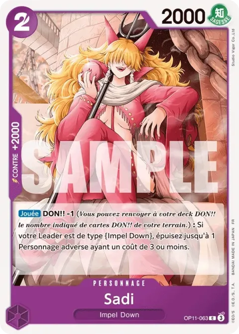 Carte One Piece Sadi OP11-063, extension Des poings vifs comme l’éclair